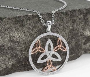 White Rose Gold Celtic Trinity Knot Necklace