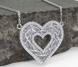 Diamond White Gold Celtic Heart Necklace