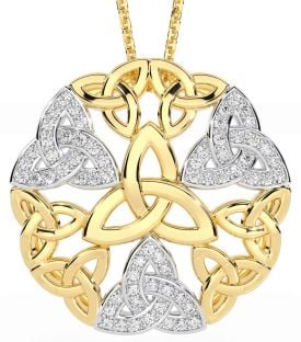 Diamond Gold Silver Celtic Trinity Knot Necklace