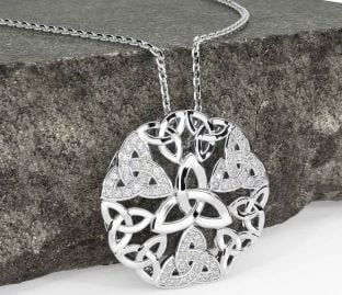 Diamond White Gold Celtic Trinity Knot Necklace