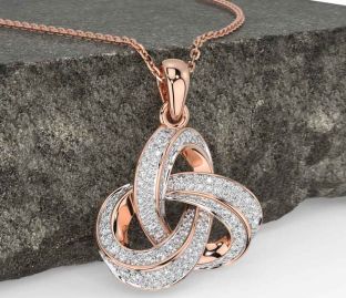 Diamond Rose Gold Silver Celtic Necklace