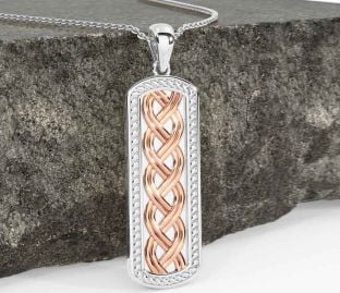 White Rose Gold Celtic Necklace