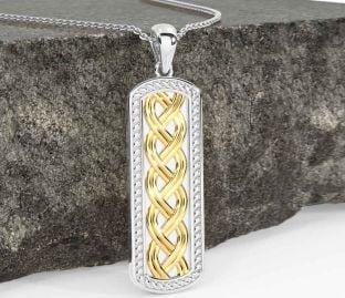White Yellow Gold Celtic Necklace