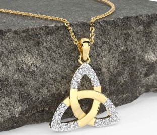 Diamond Gold Silver Celtic Trinity Knot Necklace