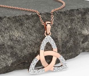 Diamond Rose Gold Celtic Trinity Knot Necklace
