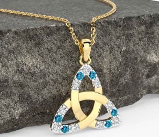 Diamond Topaz Gold Celtic Trinity Knot Necklace