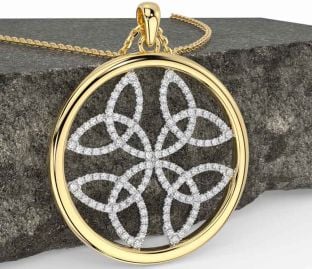 Diamond Gold Silver Celtic Trinity Knot Necklace