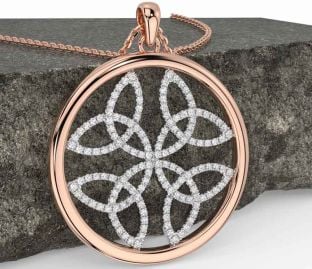 Diamond White Rose Gold Celtic Trinity Knot Necklace