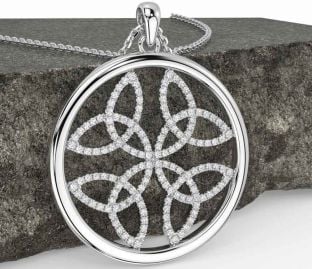 Diamond White Gold Celtic Trinity Knot Necklace