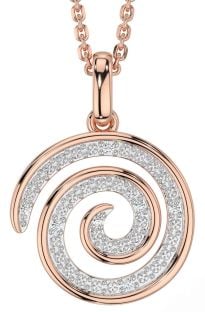 Diamond Rose Gold Silver Celtic Spiral Necklace