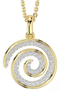 Diamant Gold Silber keltisch Spiral Halskette