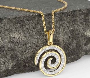 Diamond Gold Silver Celtic Spiral Necklace