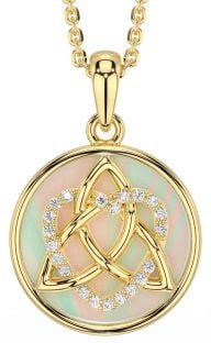 Diamond Gold Silver Celtic Trinity Knot Heart Necklace