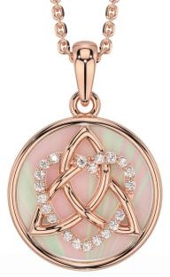 Diamond Rose Gold Celtic Trinity Knot Heart Necklace