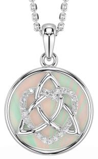 Diamond Silver Celtic Trinity Knot Heart Necklace