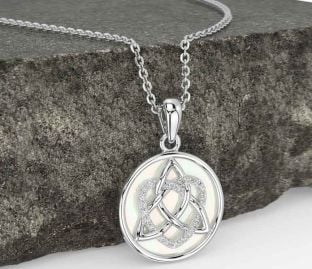 Diamond White Gold Celtic Trinity Knot Heart Necklace