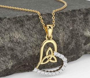 Diamond Gold Celtic Trinity Knot Heart Necklace