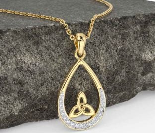 Diamond Gold Silver Celtic Trinity Knot Necklace