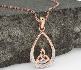 Diamond Rose Gold Celtic Trinity Knot Necklace