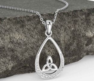 Diamond White Gold Celtic Trinity Knot Necklace