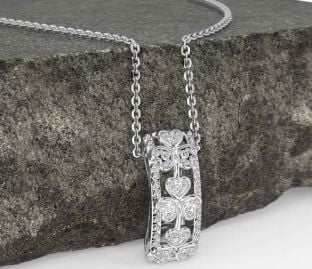 Diamond Silver Shamrock Necklace