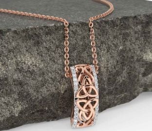 Diamond Rose Gold Celtic Trinity Knot Necklace