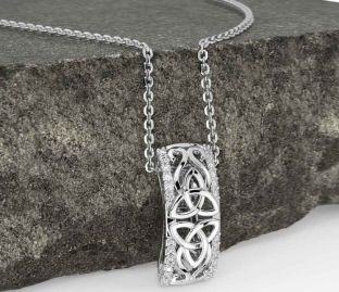 Diamond Silver Celtic Trinity Knot Necklace