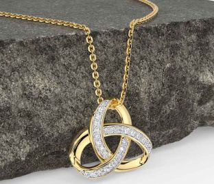 Diamond Gold Silver Celtic Necklace