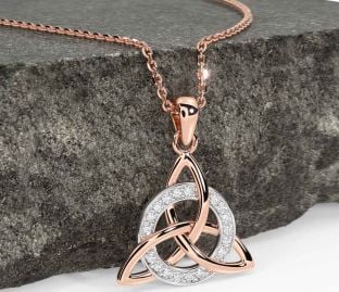 Diamond Rose Gold Celtic Trinity Knot Necklace