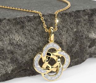 Diamond Gold Silver Celtic Necklace