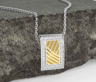 Diamond White Yellow Gold Celtic Necklace