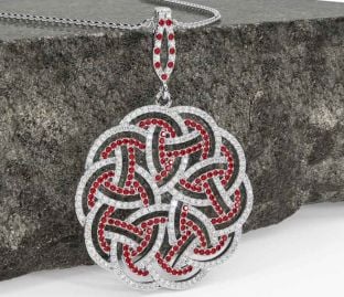 Diamond Ruby Silver Celtic Necklace
