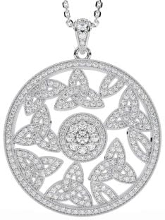 Diamond Silver Celtic Trinity Knot Necklace