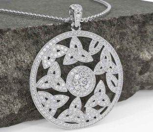 Diamond Silver Celtic Trinity Knot Necklace