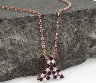 Diamond Alexandrite Rose Gold Silver Celtic Trinity Knot Necklace