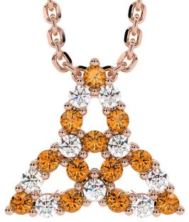 Diamond Citrine Rose Gold Silver Celtic Trinity Knot Necklace