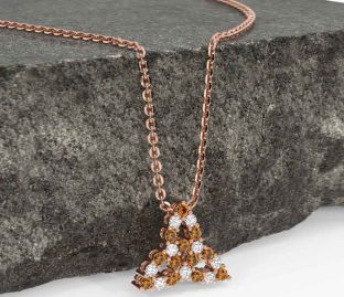 Diamond Citrine Rose Gold Silver Celtic Trinity Knot Necklace