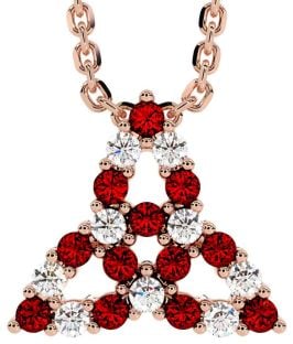 Diamond Garnet Rose Gold Silver Celtic Trinity Knot Necklace