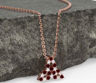 Diamond Garnet Rose Gold Silver Celtic Trinity Knot Necklace