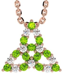 Diamond Peridot Rose Gold Silver Celtic Trinity Knot Necklace