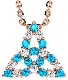 Diamond Topaz Rose Gold Silver Celtic Trinity Knot Necklace