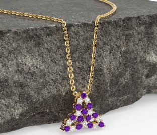 Diamond Amethyst Gold Silver Celtic Trinity Knot Necklace