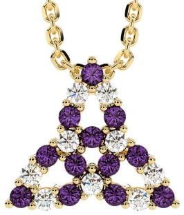 Diamond Alexandrite Gold Silver Celtic Trinity Knot Necklace