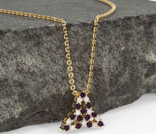 Diamond Alexandrite Gold Silver Celtic Trinity Knot Necklace