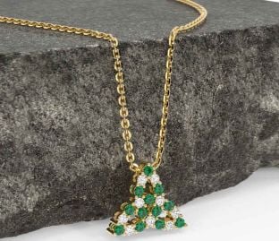 Diamond Emerald Gold Silver Celtic Trinity Knot Necklace