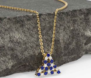 Diamond Sapphire Gold Silver Celtic Trinity Knot Necklace