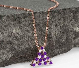 Diamond Amethyst Rose Gold Celtic Trinity Knot Necklace