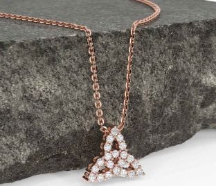 Diamond Rose Gold Celtic Trinity Knot Necklace