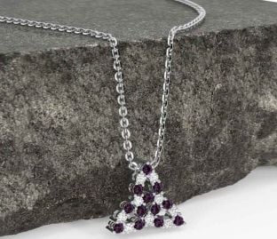 Diamond Alexandrite Silver Celtic Trinity Knot Necklace