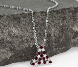 Diamond Garnet Silver Celtic Trinity Knot Necklace